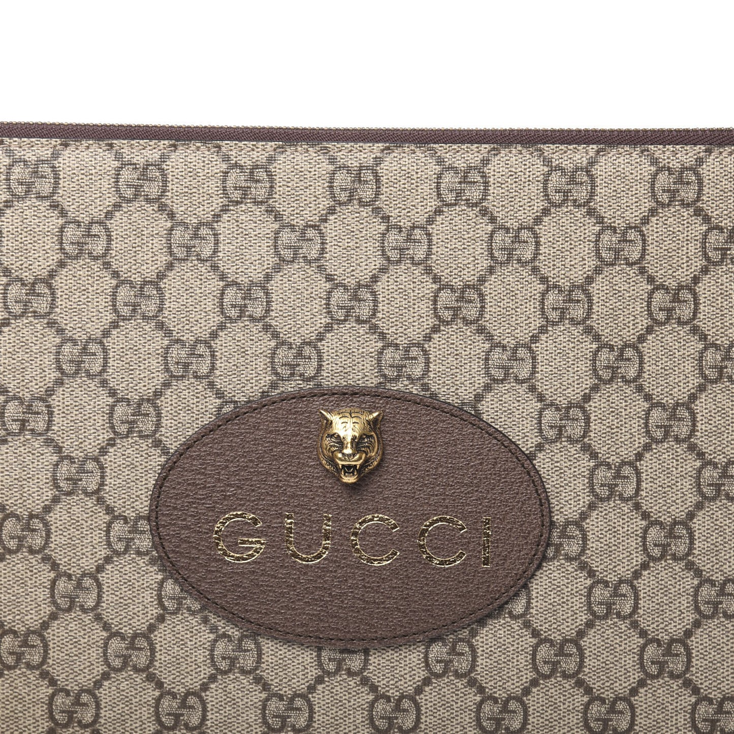 GG Supreme Monogram Neo Vintage Zip Wristlet Pouch Beige New Acero Crop