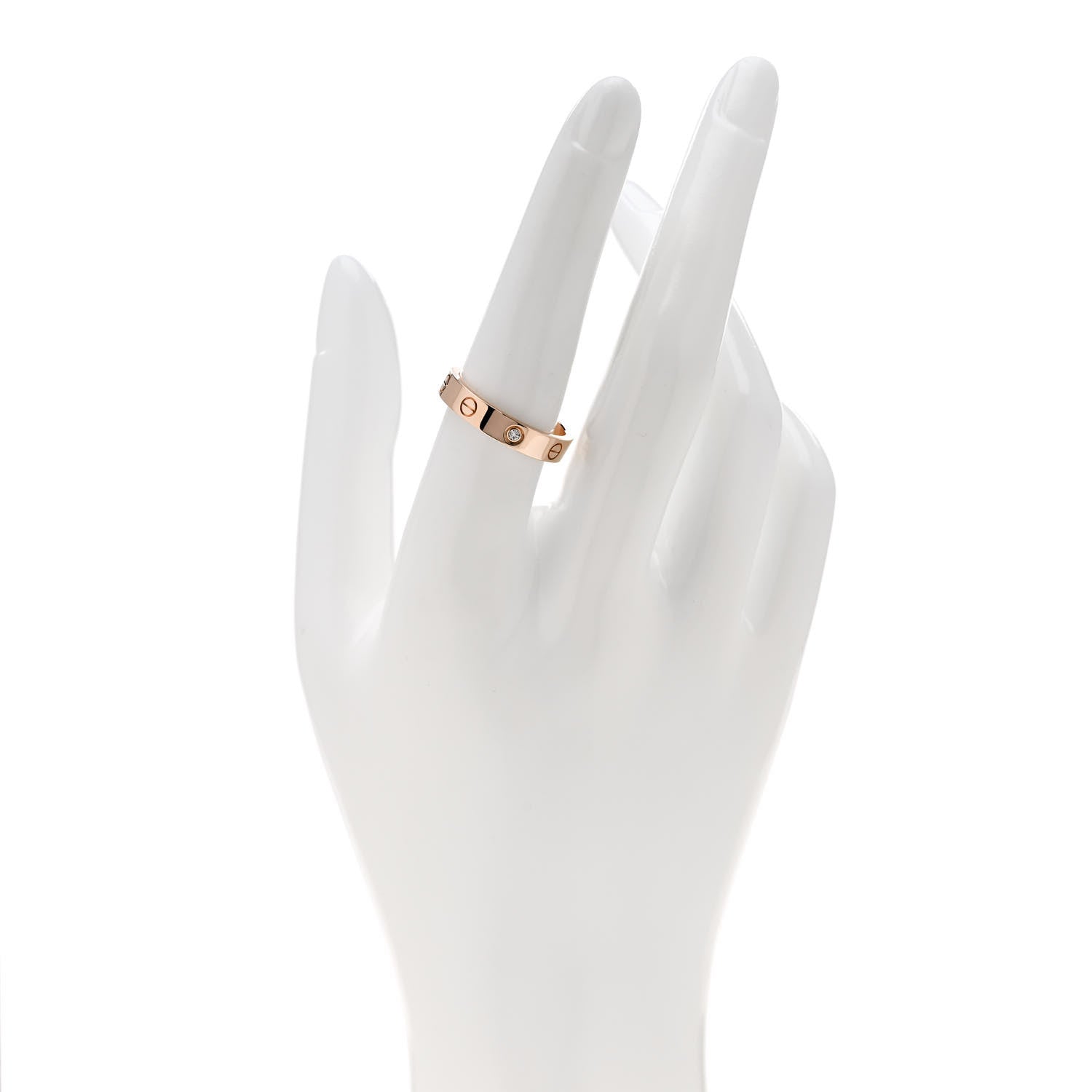 Cartier 18K Pink Gold Diamond 4mm LOVE Wedding Band Ring 56 7.5 2 of 5