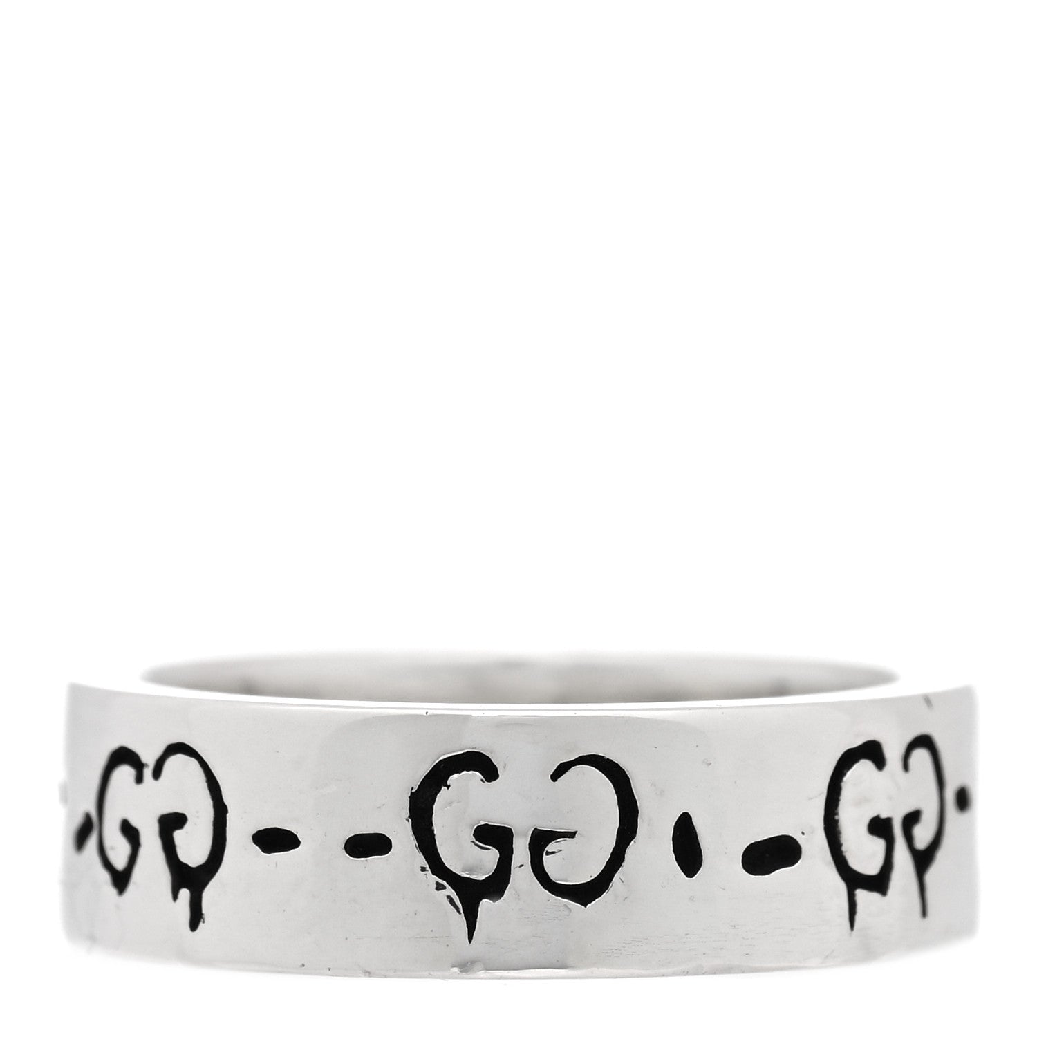 Gucci Sterling Silver Narrow GucciGhost Hamlet Skull Ring 52 6 3 of 4