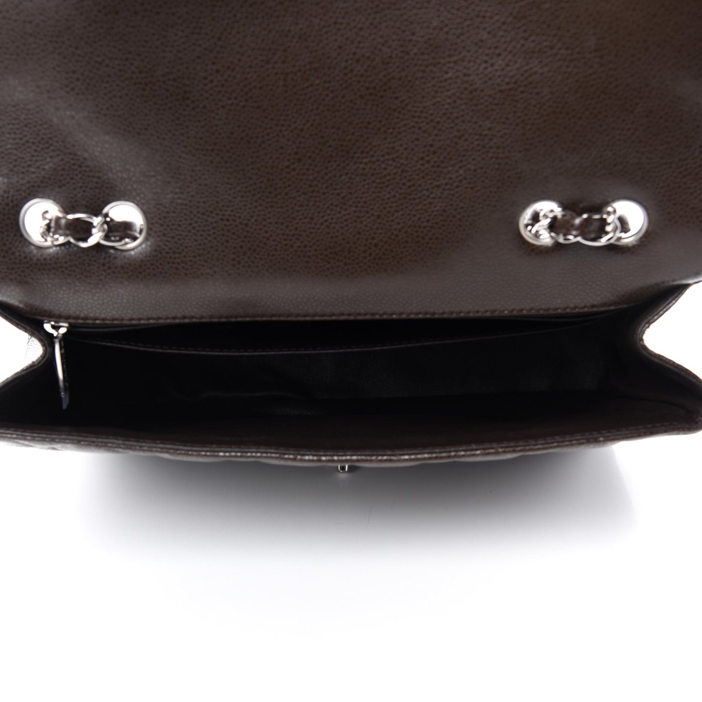 Caviar Quilted Jumbo Single Flap Dark Brown