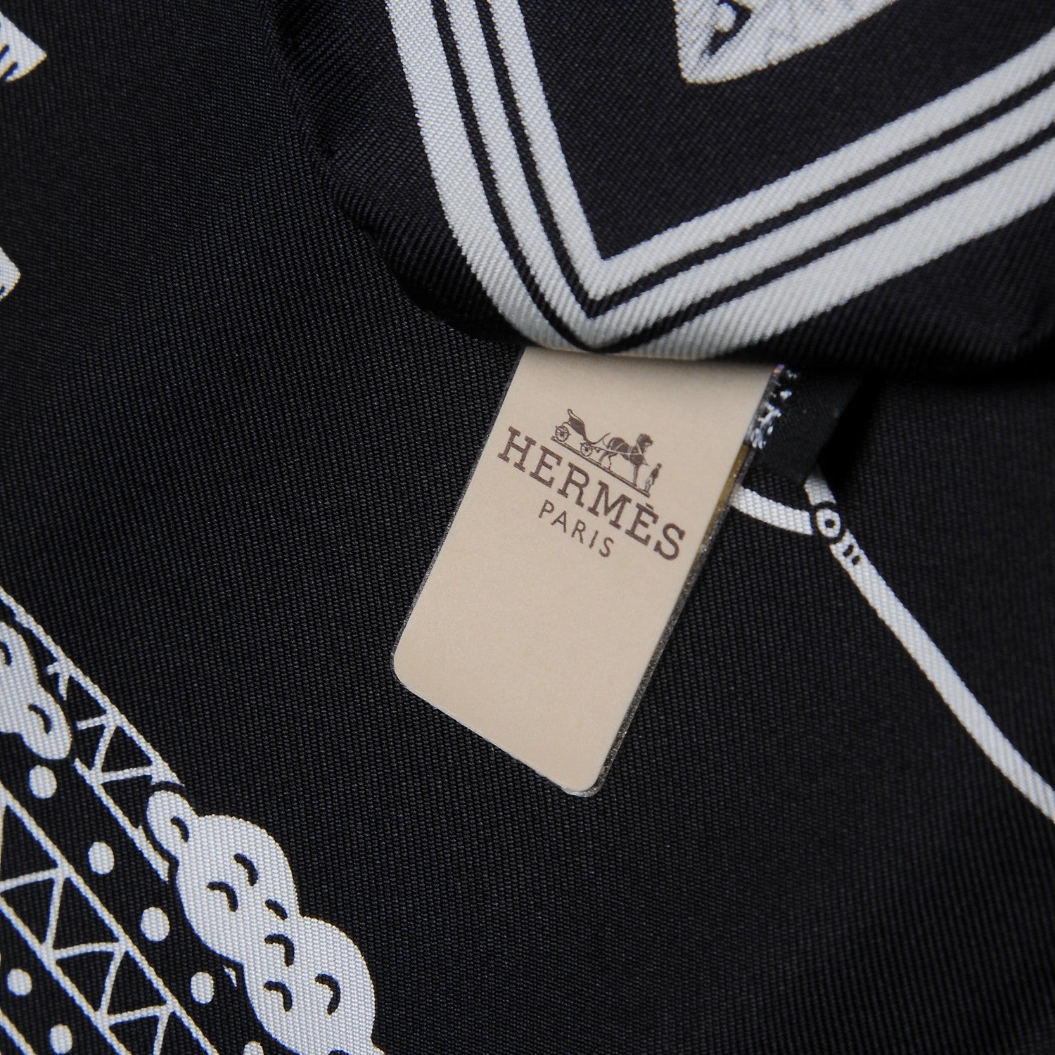 Hermes Silk Les Canyons Etoiles Bandana Scarf 55 Noir Blanc Noir 7 of 7