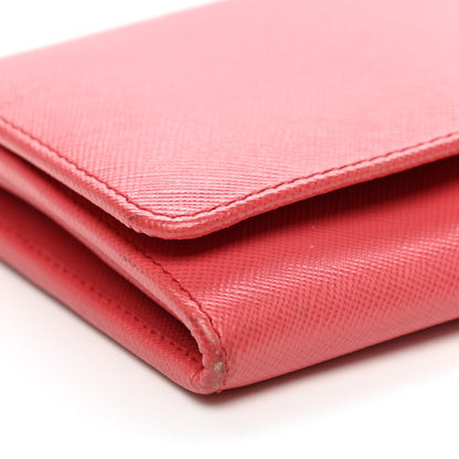 Prada Saffiano Metal Continental Flap Wallet Peonia 14 of 15