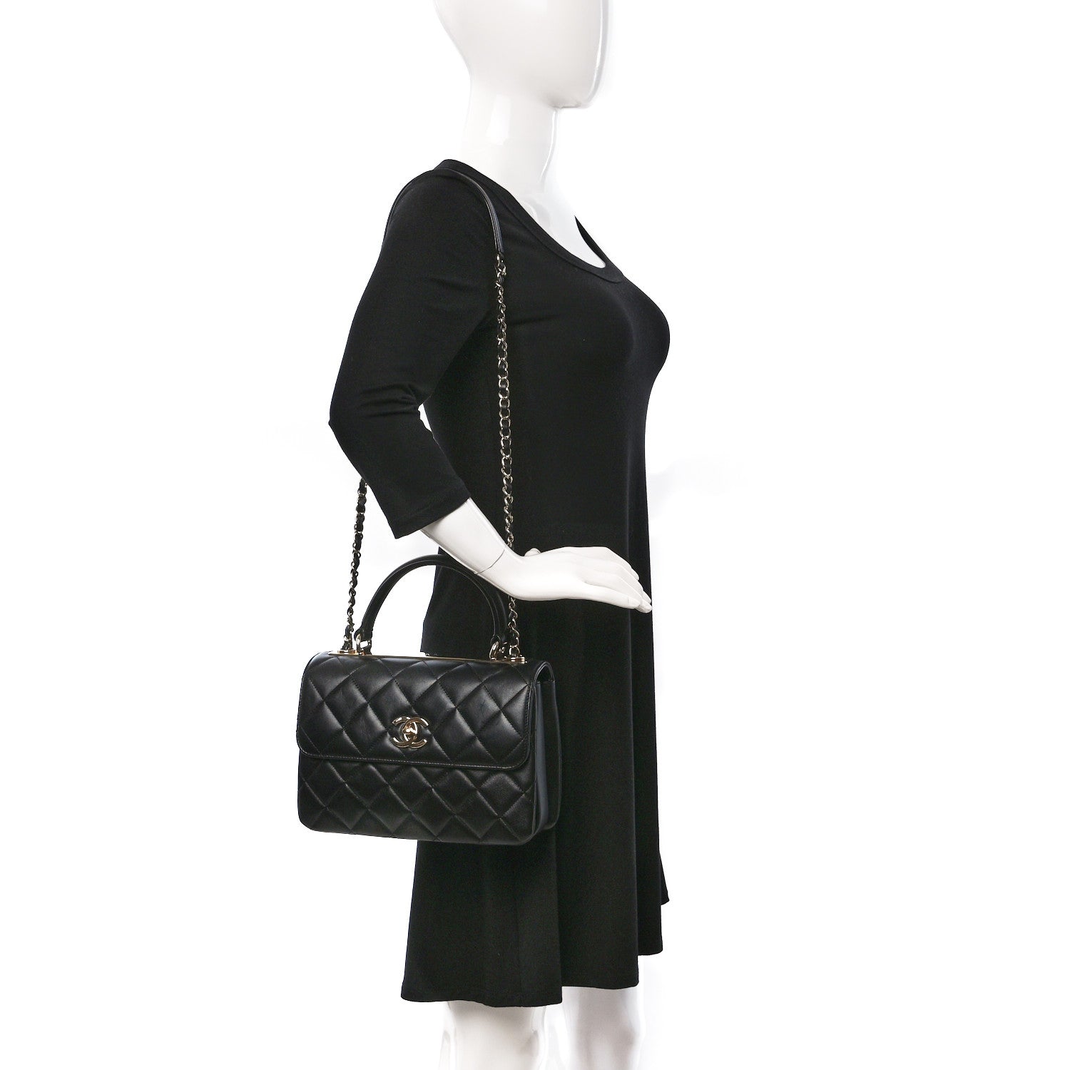Chanel Lambskin Quilted Small Trendy CC Dual Handle Flap Bag Black 2 of 9