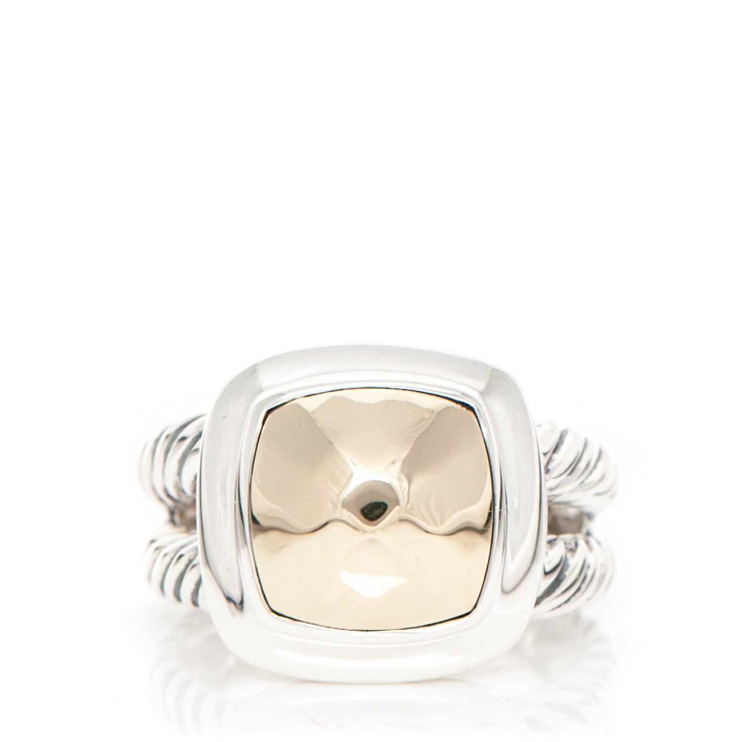 David Yurman Sterling Silver 18K Yellow Gold 11mm Albion Dome Ring 58 8.5 1 of 5