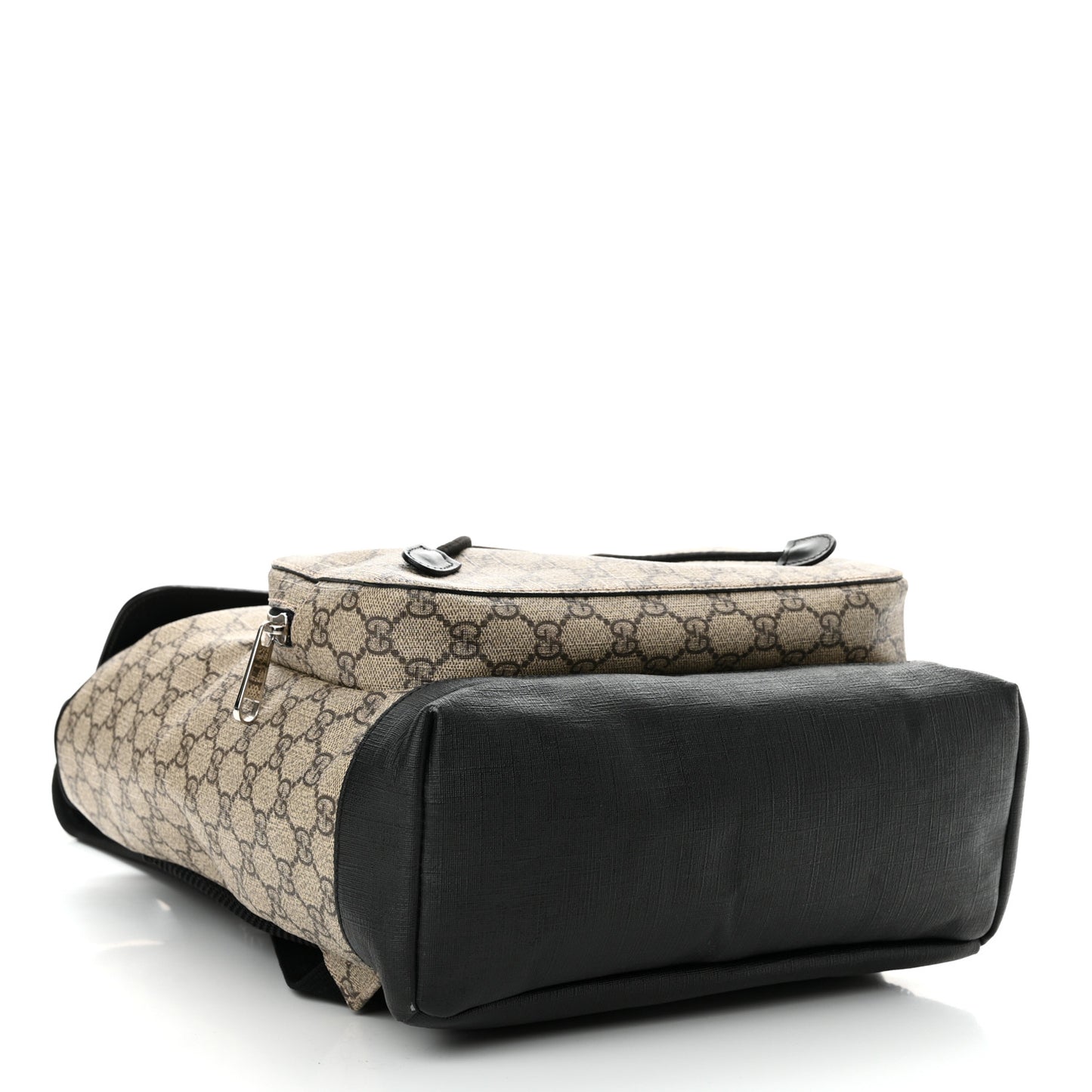 GG Supreme Monogram Single Buckle Backpack Beige Black