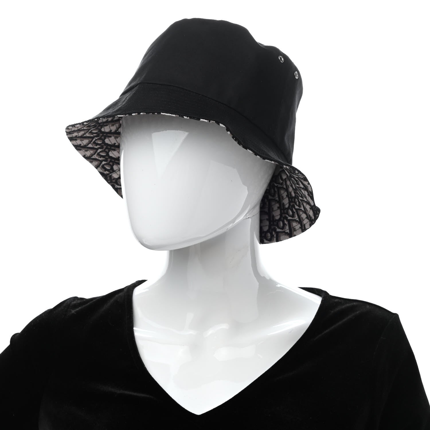 Christian Dior Oblique Reversible Teddy-D Brim Bucket Hat 58 Black 10 of 15