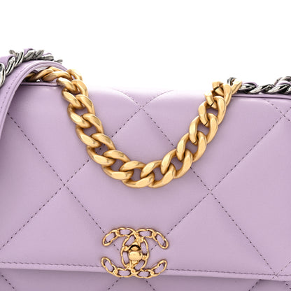 Chanel Lambskin Quilted Chanel 19 Wallet On Chain WOC Light Purple 10 of 15