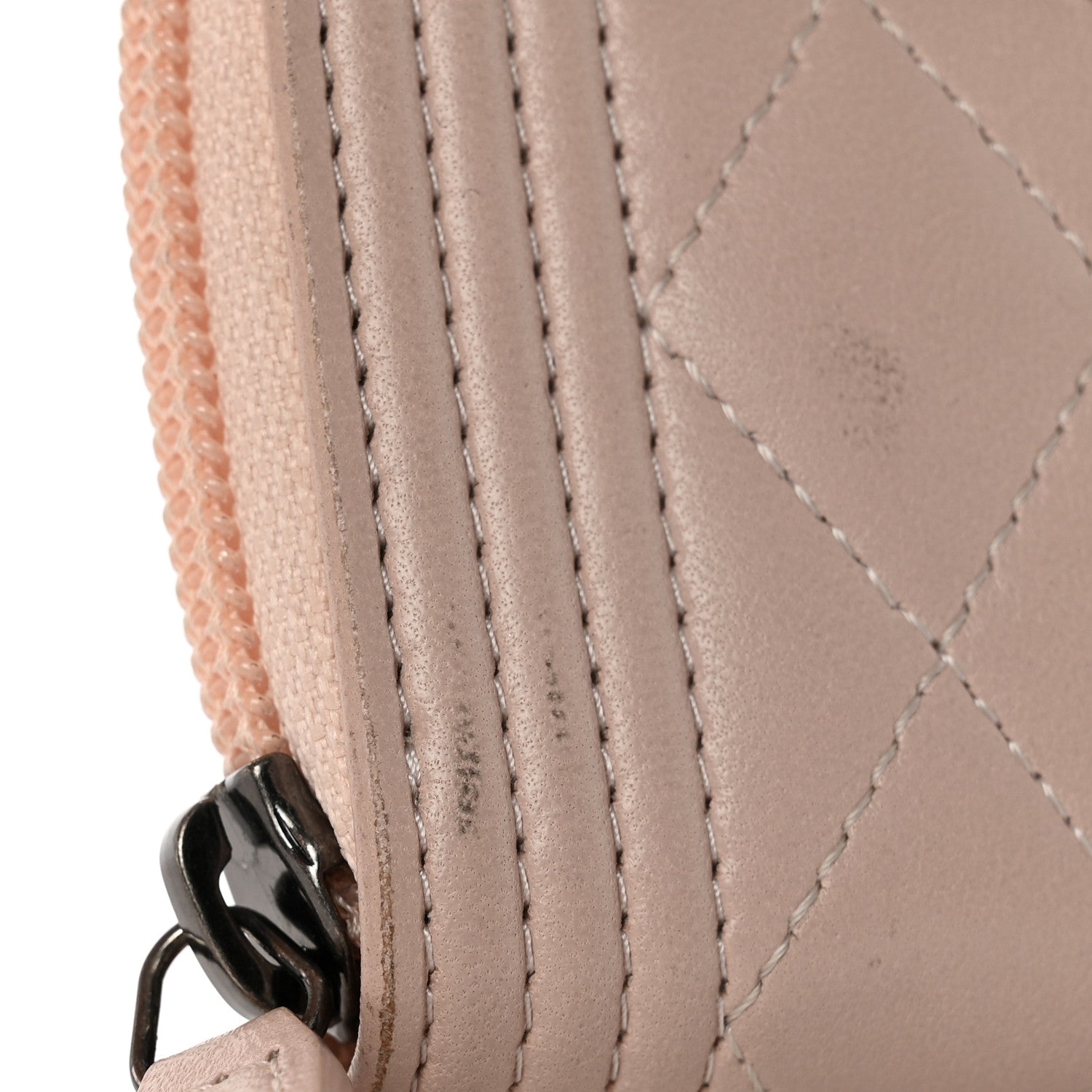 Chanel Lambskin Quilted Boy Zip Around Coin Purse Wallet Light Pink 10 of 10