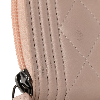 Chanel Lambskin Quilted Boy Zip Around Coin Purse Wallet Light Pink 10 of 10