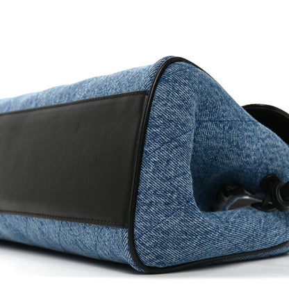 Chanel Calfskin Denim Stitched Urban Essentials Small Shopping Bag Blue Black 10 of 11