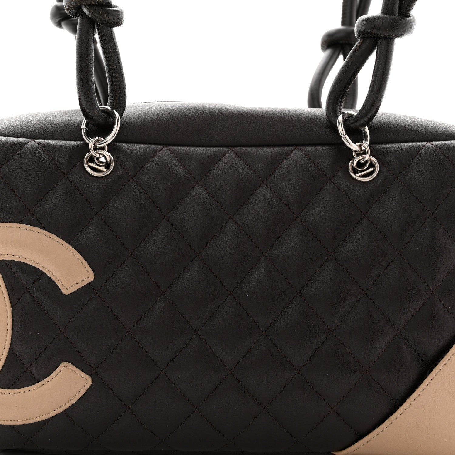 Chanel Calfskin Quilted Cambon Large Bowler Brown Beige 15 of 21