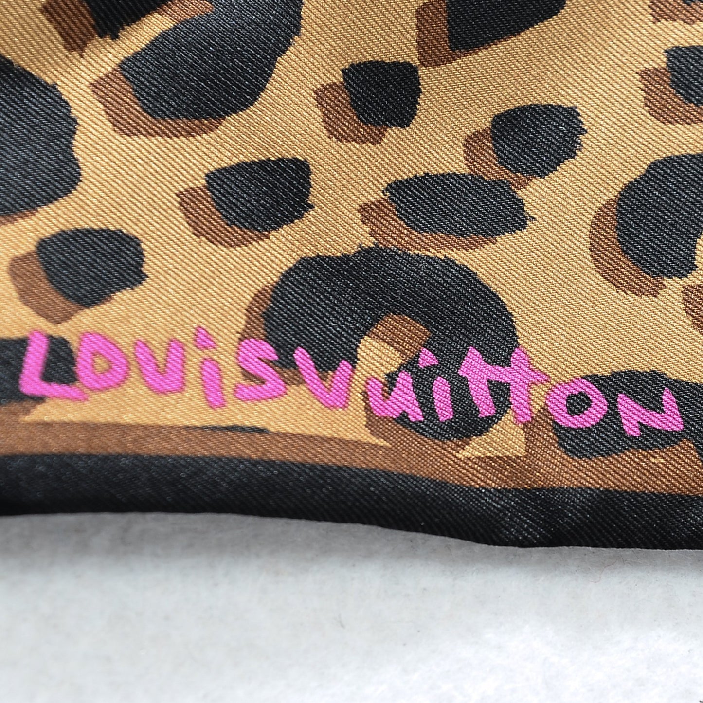 Silk Leopard Bandeau Scarf Marron