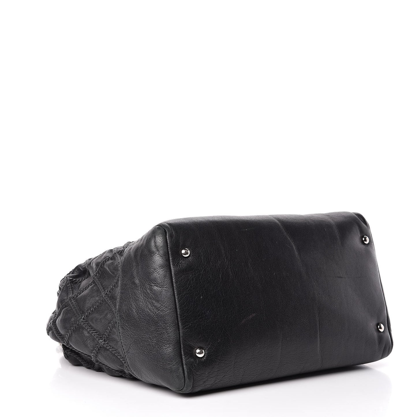 Lambskin Stitched Accordion Shoulder Bag Black