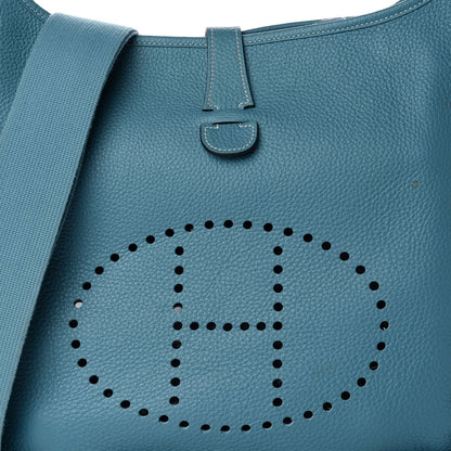 Hermes Taurillon Clemence Evelyne III GM Blue Jean 9 of 11