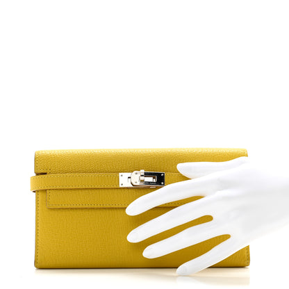 Hermes Chevre Mysore Kelly Tri-Fold Wallet Cumin 2 of 13