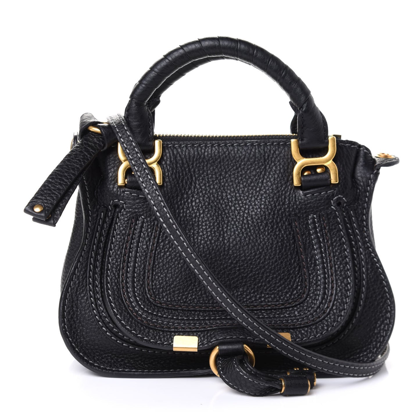 Calfskin Small Marcie Satchel Black