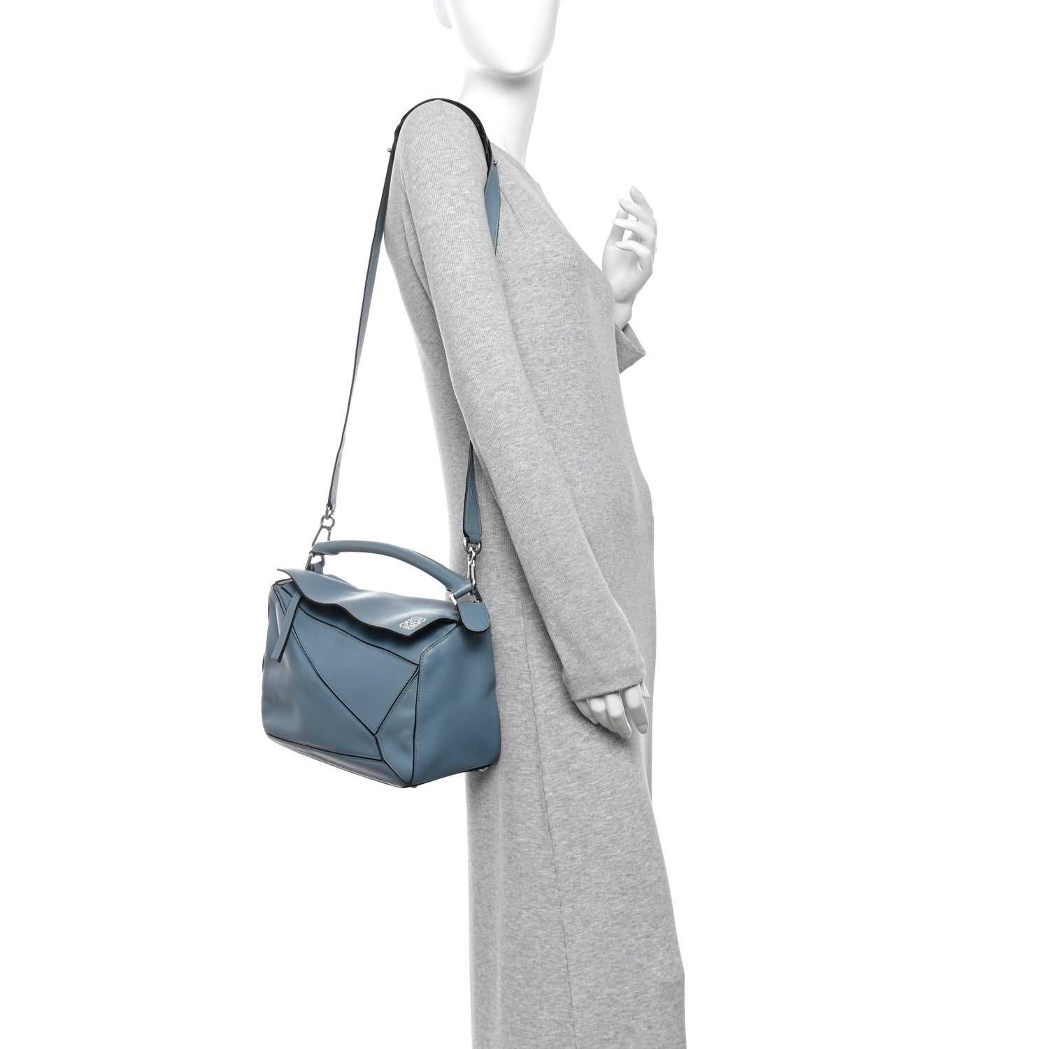Loewe Calfskin Medium Puzzle Bag Stone Blue 2 of 12