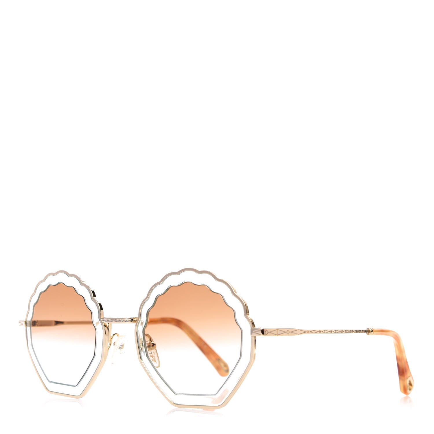 Chloe Metal Scalloped Sunglasses CE147S Gold Brown 1 of 7