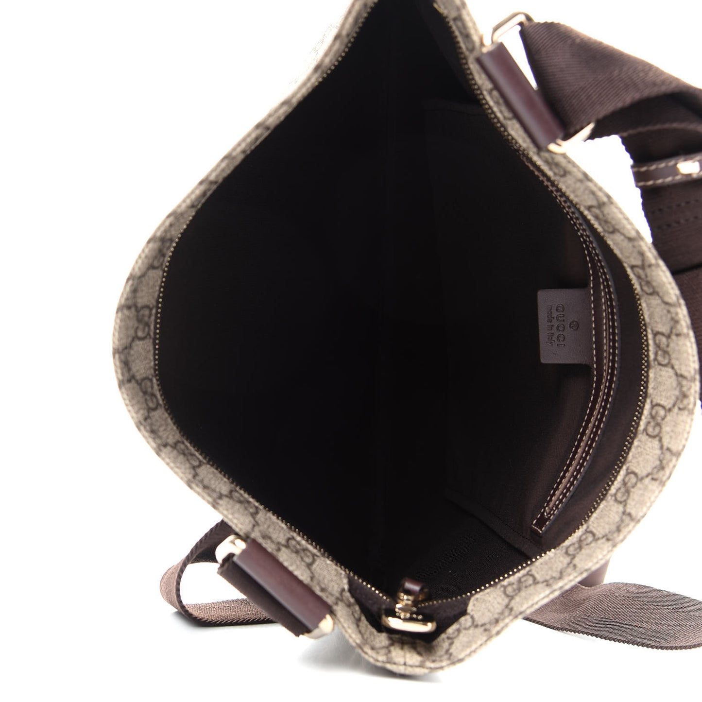 GG Supreme Monogram Medium Flat Messenger Bag Dark Brown