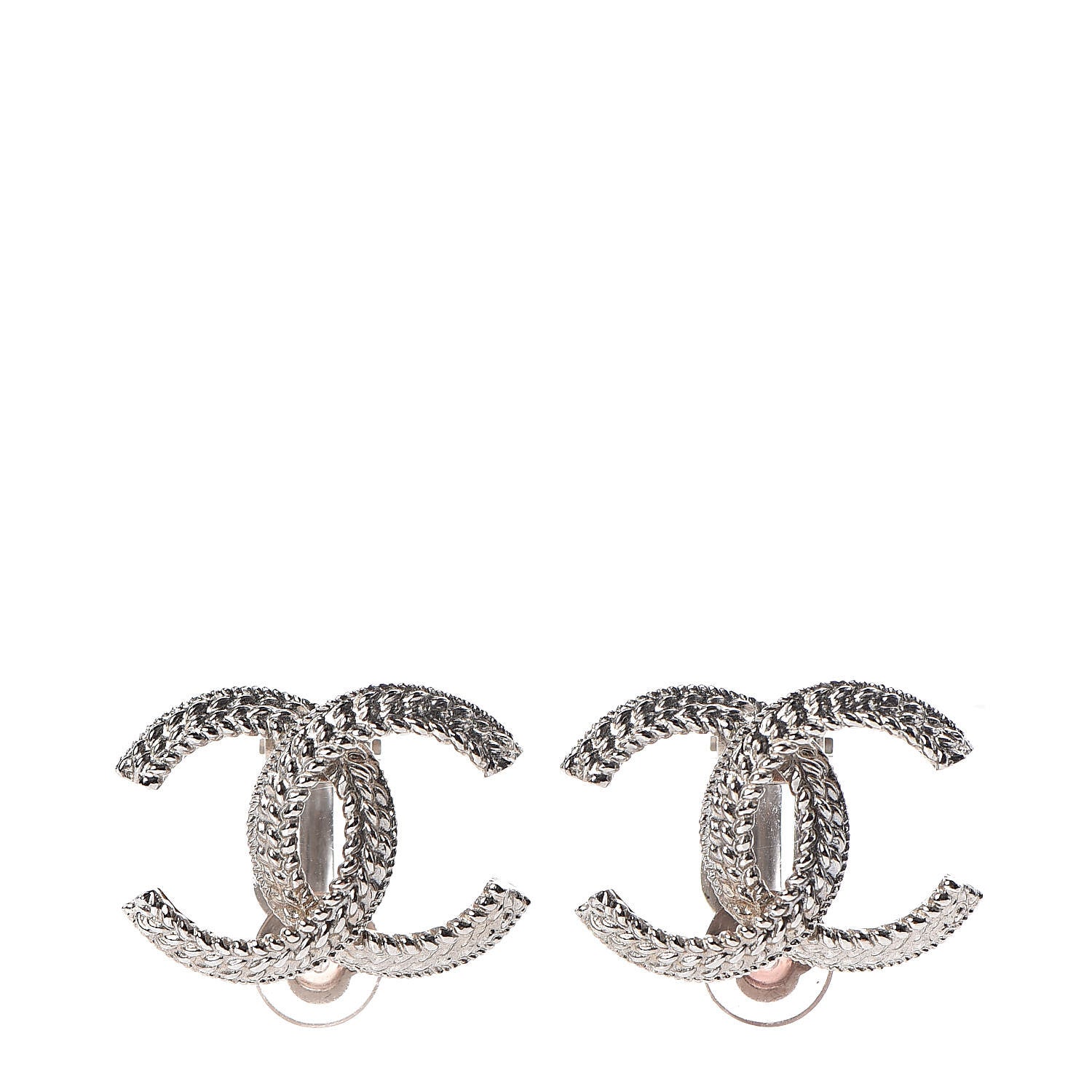 Chanel CC Clip On Earrings Silver 1 of 4