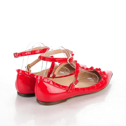 Valentino Garavani Patent Monochrome Rockstud Cage Ballerina Flats 41 Rosso Valentino 4 of 9