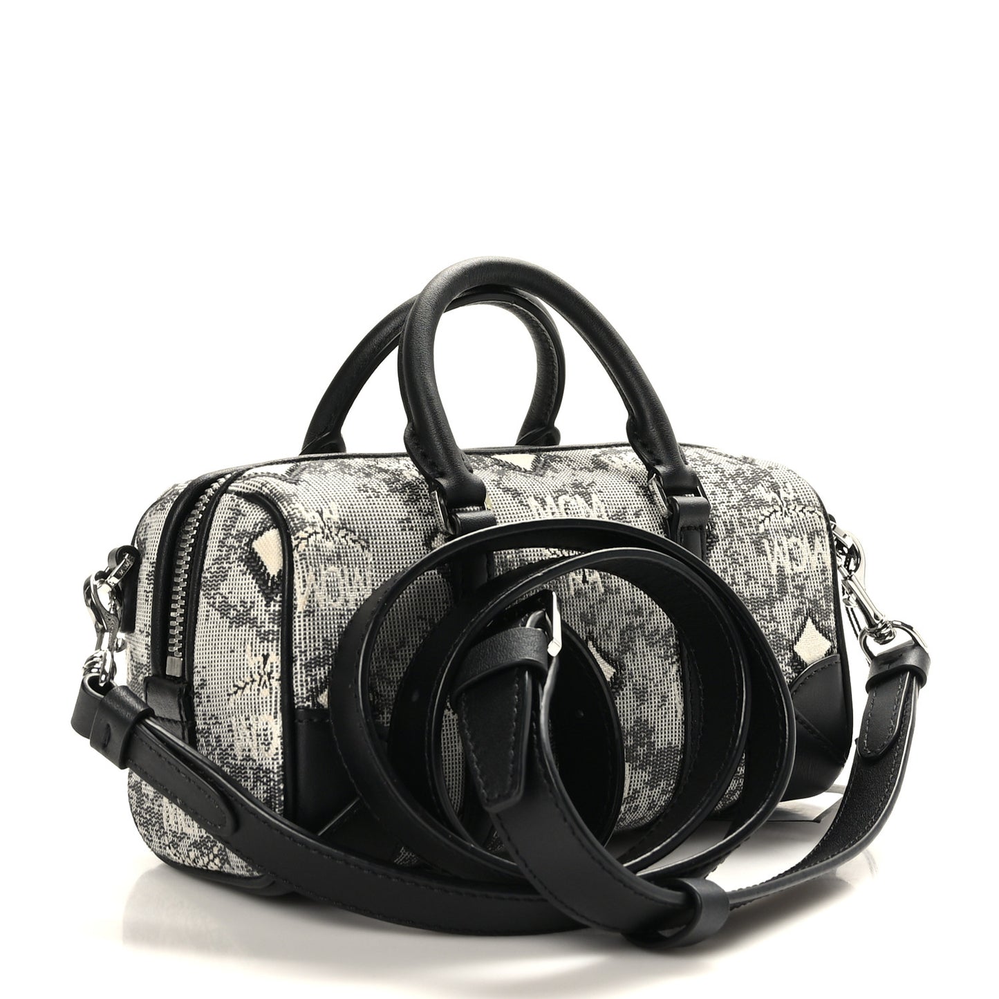 Vintage Jacquard Monogram Mini Boston Bag Black Grey