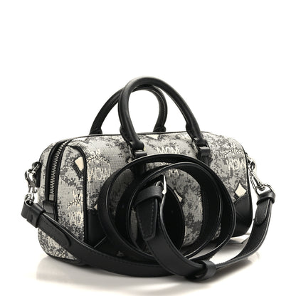 MCM Vintage Jacquard Monogram Mini Boston Bag Black Grey 3 of 8