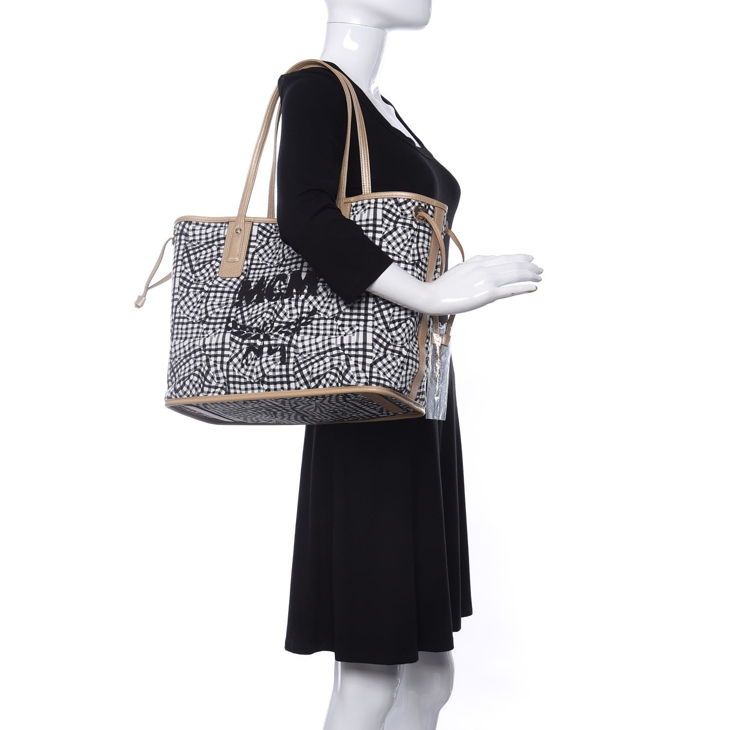 MCM Metallic Visetos Medium Liz Reversible Shopper Tote Gold 2 of 16