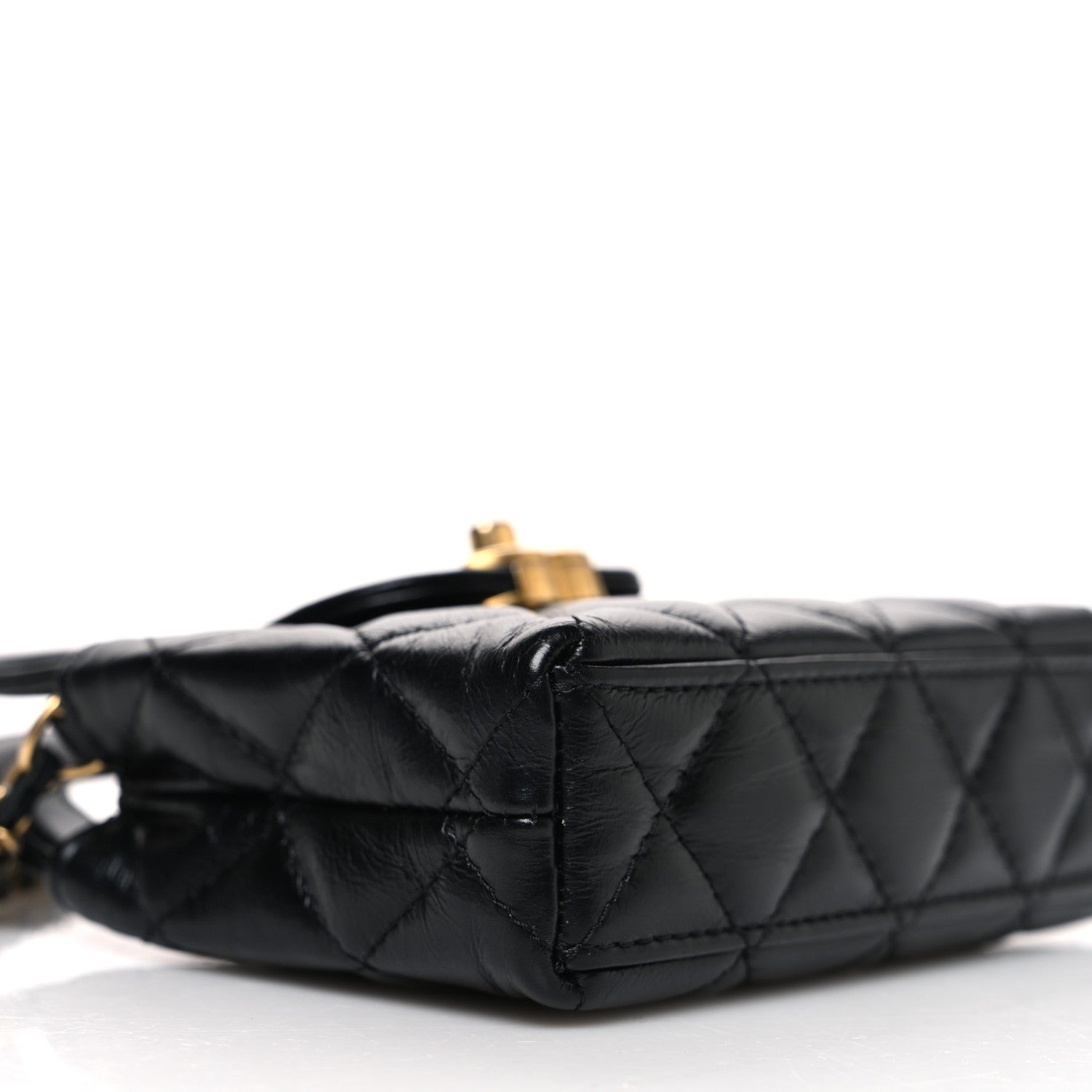 Chanel Shiny Aged Calfskin Quilted Mini Nano Kelly Shopper Black 8 of 9