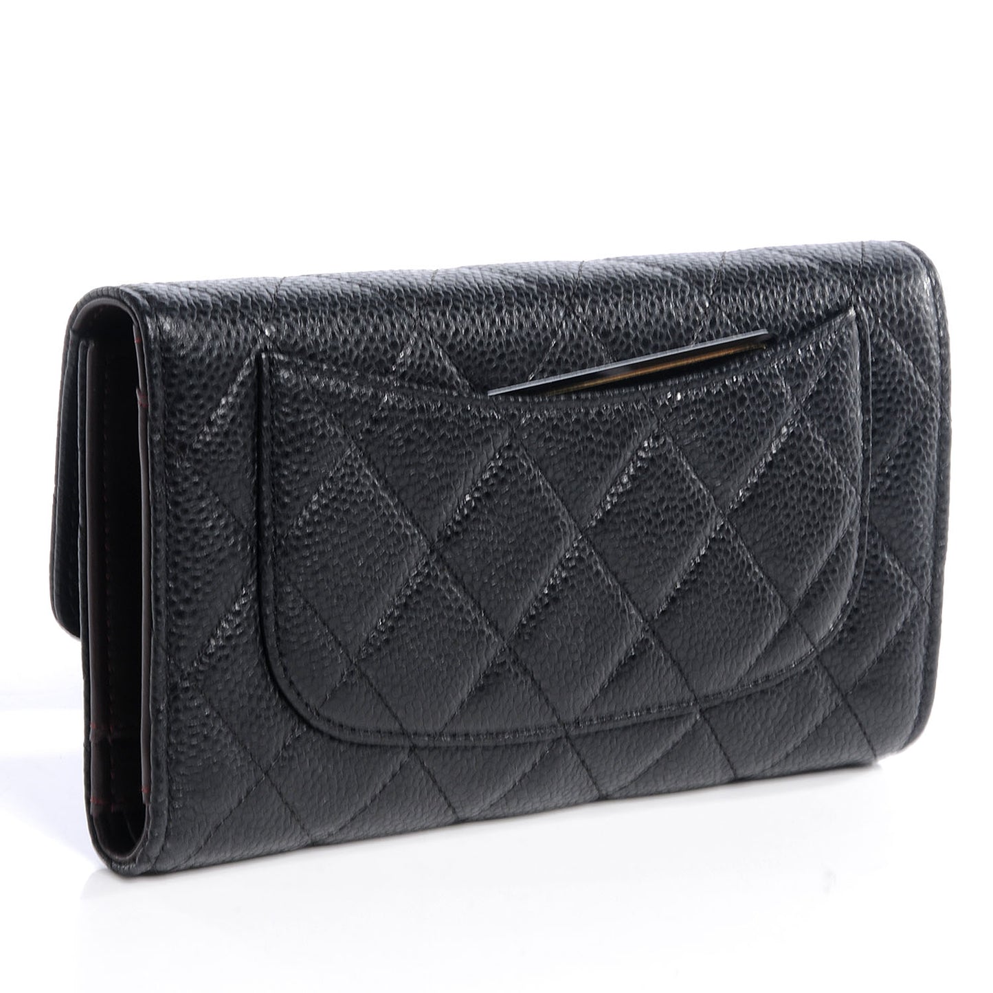 Caviar Quilted Large Flap Wallet Black