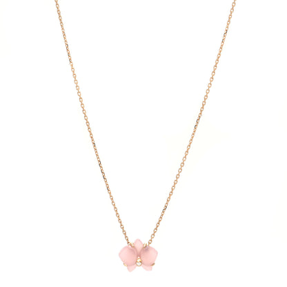 Cartier 18K Pink Gold Rose Quartz Diamond Caresse D'Orchidees Par Cartier Pendant Necklace 1 of 5