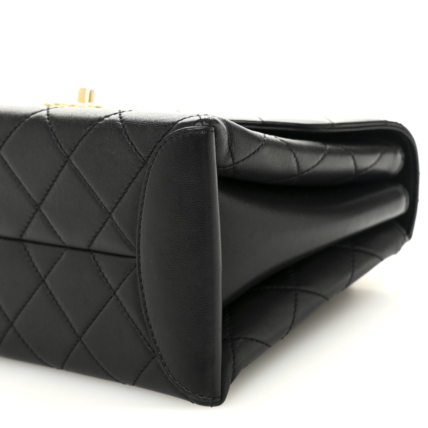 Lambskin Quilted Large Trendy Spirit Top Handle Bag Black