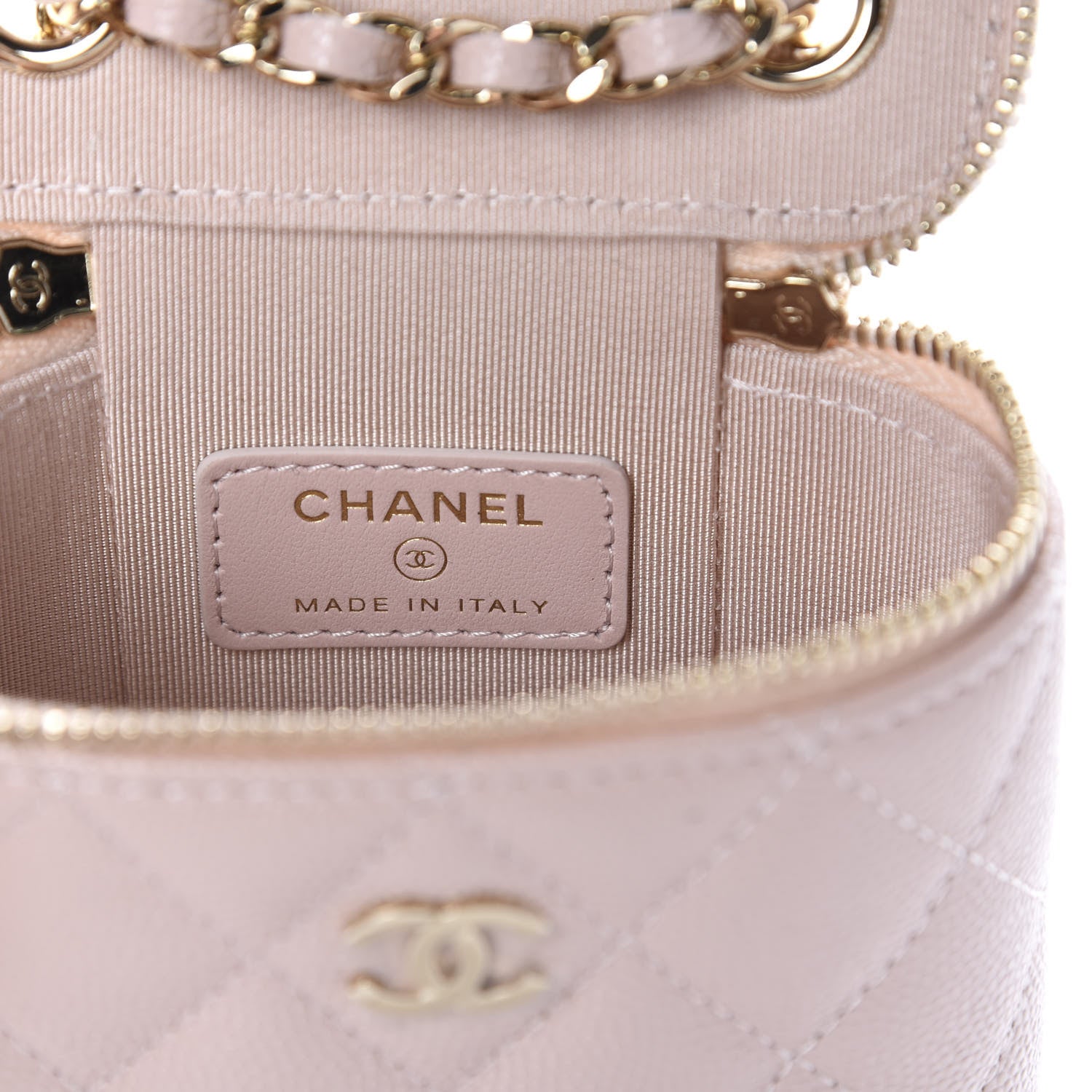 Chanel Caviar Quilted Small Vertical Coco Beauty Vanity Case With Chain Light Pink 9 of 11