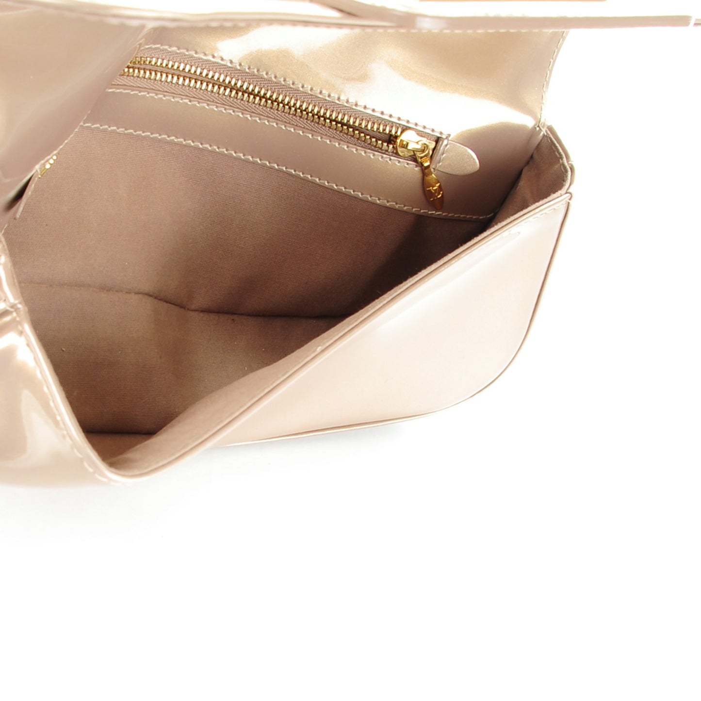 Patent Sobe Clutch Beige Poudre