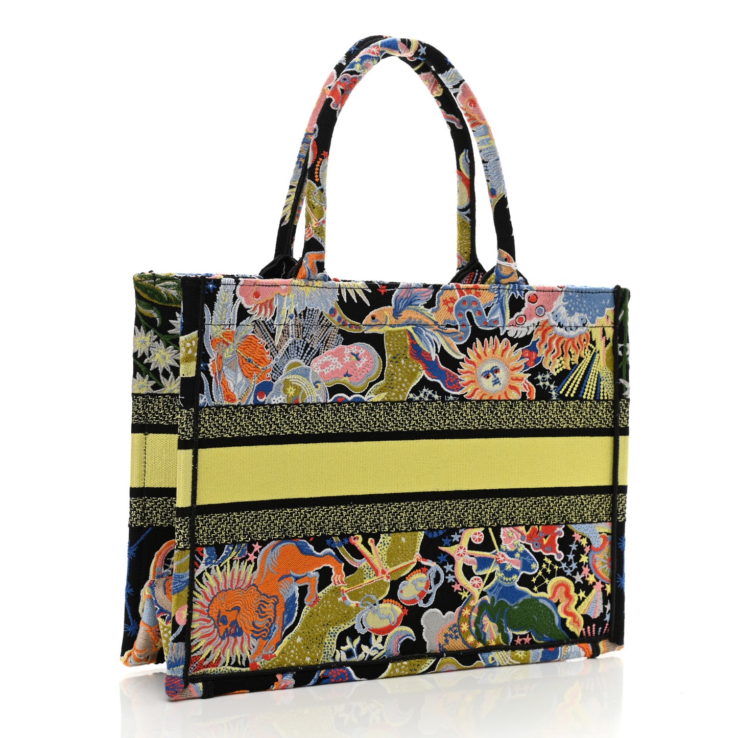 Canvas Zodiac Fantastico Embroidered Medium Book Tote Black Multicolor