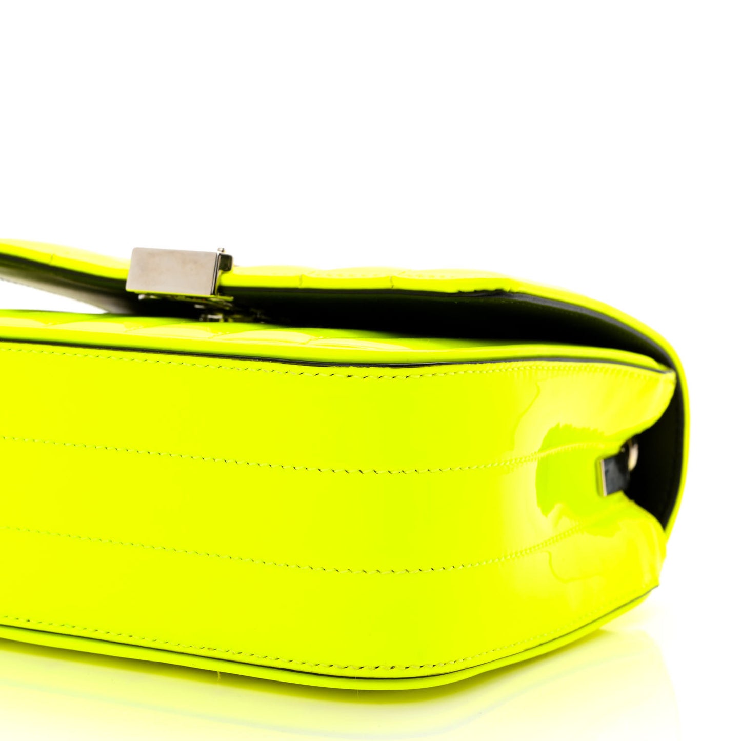 Patent Matelasse Monogram Small Vicky Chain Bag Neon Yellow