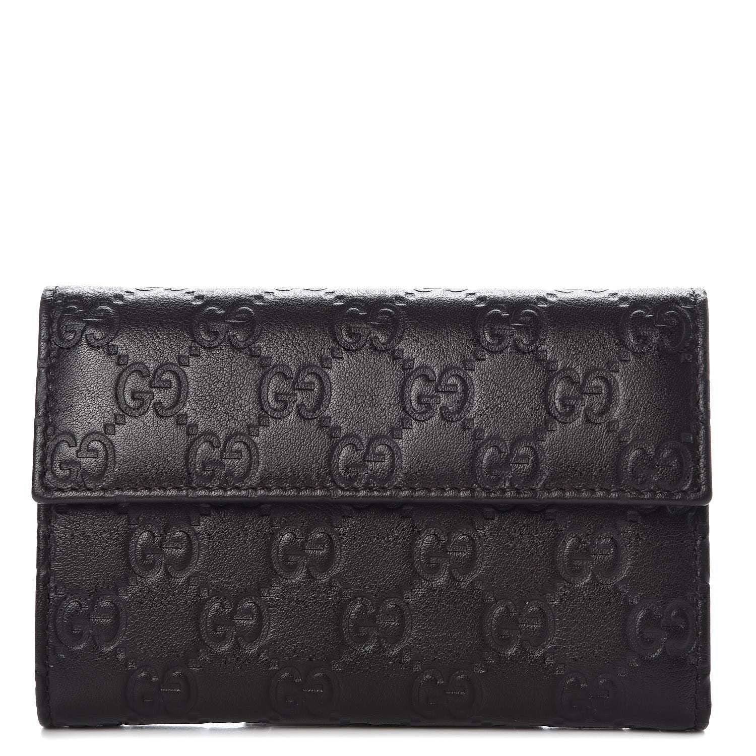 Gucci Guccissima Continental Flap Wallet Dark Brown 1 of 8