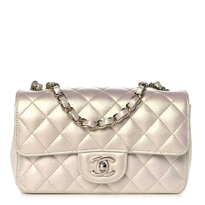 Chanel Iridescent Lambskin Quilted Mini Rectangular Flap Ivory 1 of 12