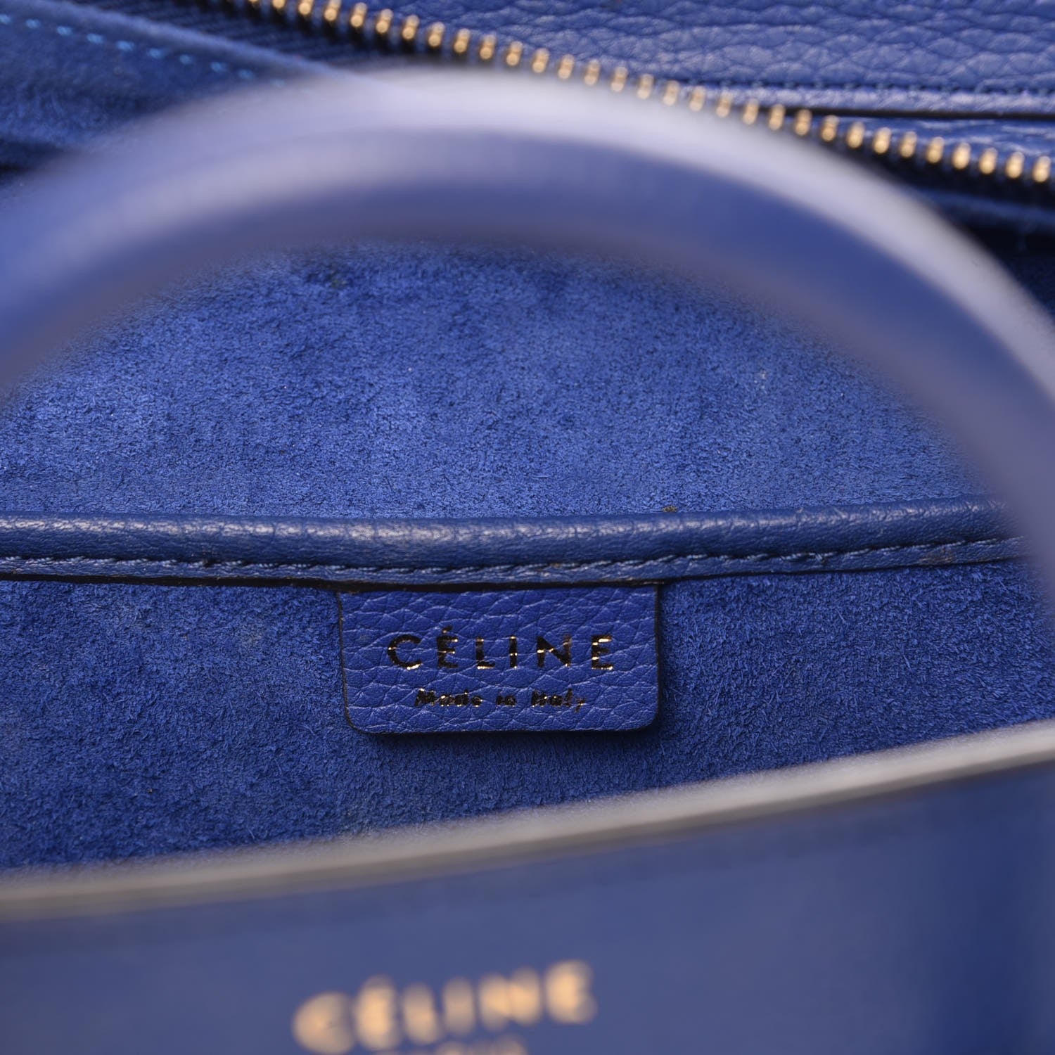 Celine Drummed Calfskin Nano Luggage Indigo 6 of 7