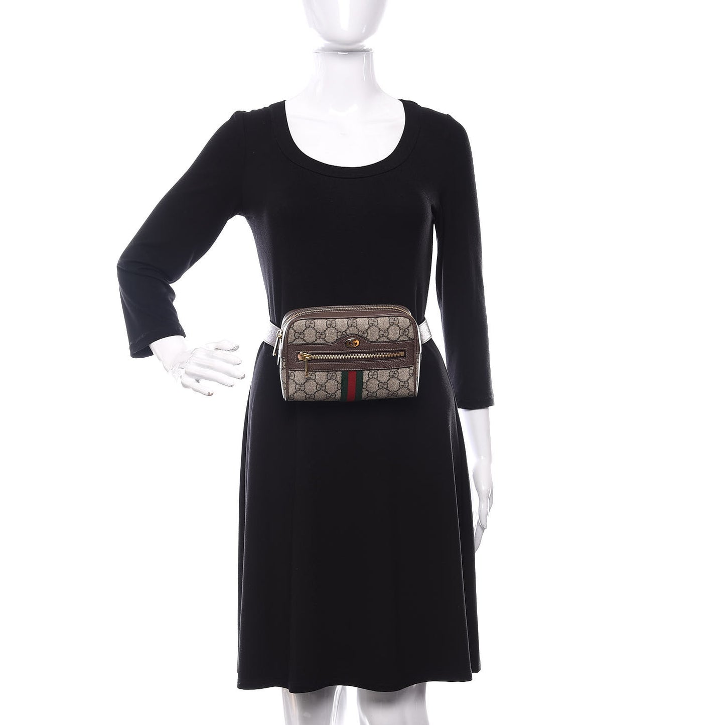 GG Supreme Monogram Web Small Ophidia Belt Bag 75 30 Dark Brown