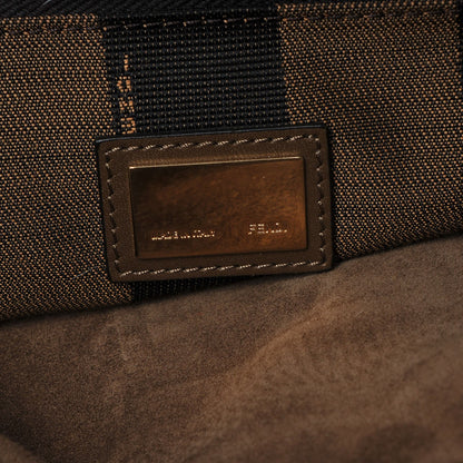 Fendi Vitello Morgan Fabric Jacquard Pequin Large Peekaboo Iconic Satchel Foresta Tobacco Black 8 of 16