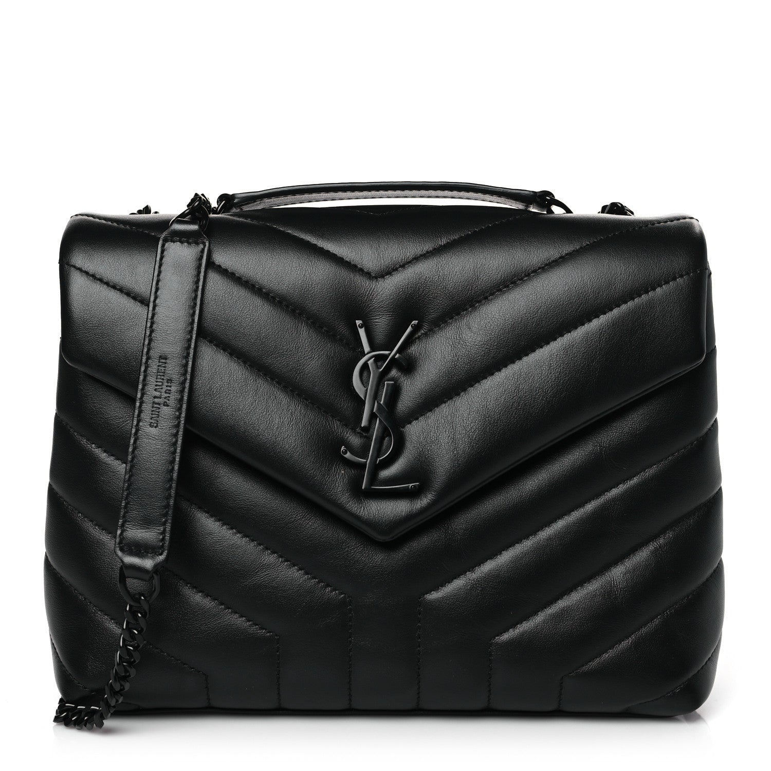Saint Laurent Calfskin Y Quilted Monogram Monochrome Small Loulou Chain Satchel Black 1 of 9
