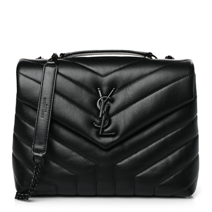 Saint Laurent Calfskin Y Quilted Monogram Monochrome Small Loulou Chain Satchel Black 1 of 9