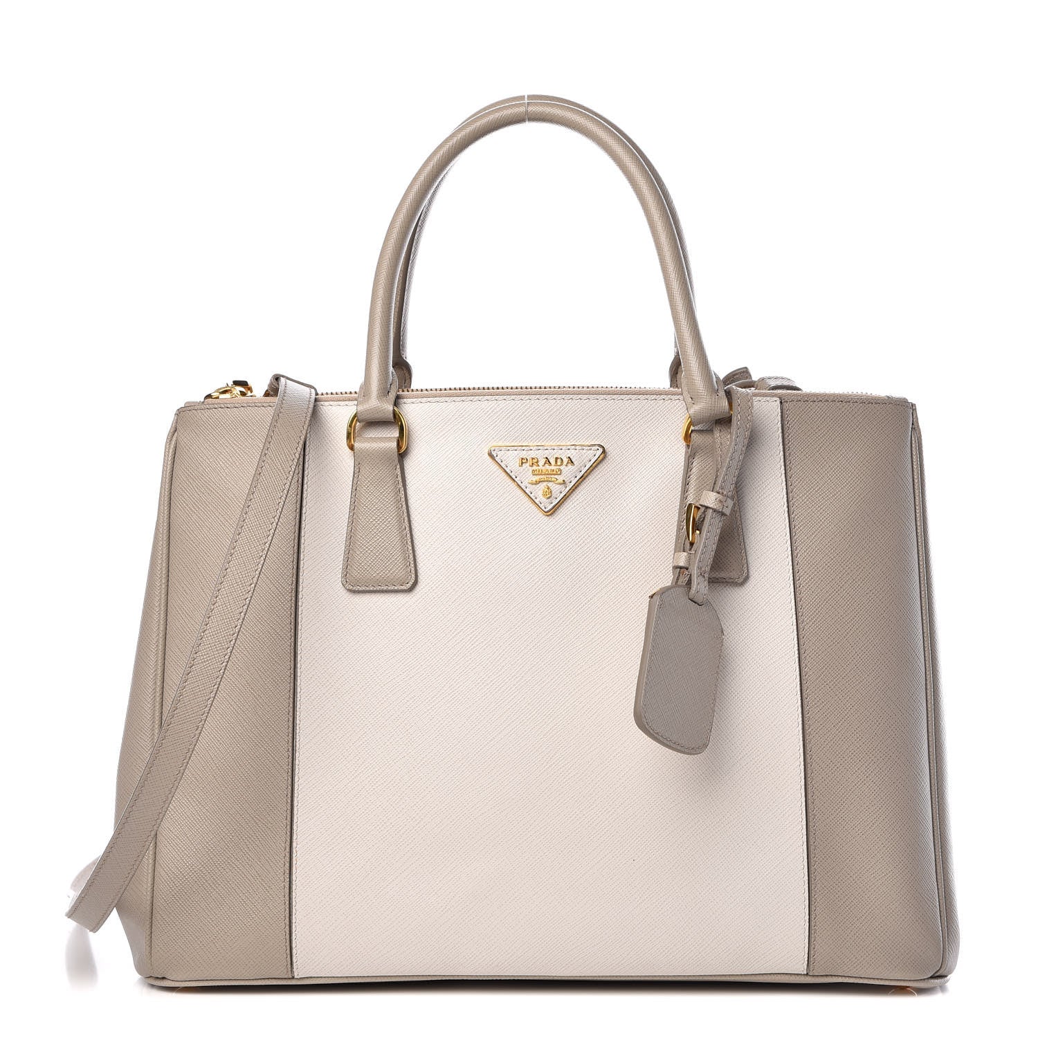 Prada Saffiano Lux Colorblock Medium Galleria Double Zip Tote Pomice Talco 1 of 12