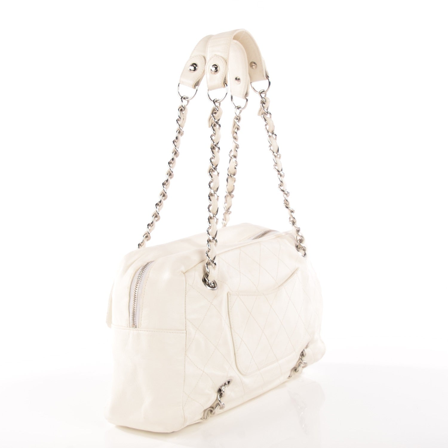Chanel Lambskin Quilted Chain Around Tote White 3 of 8