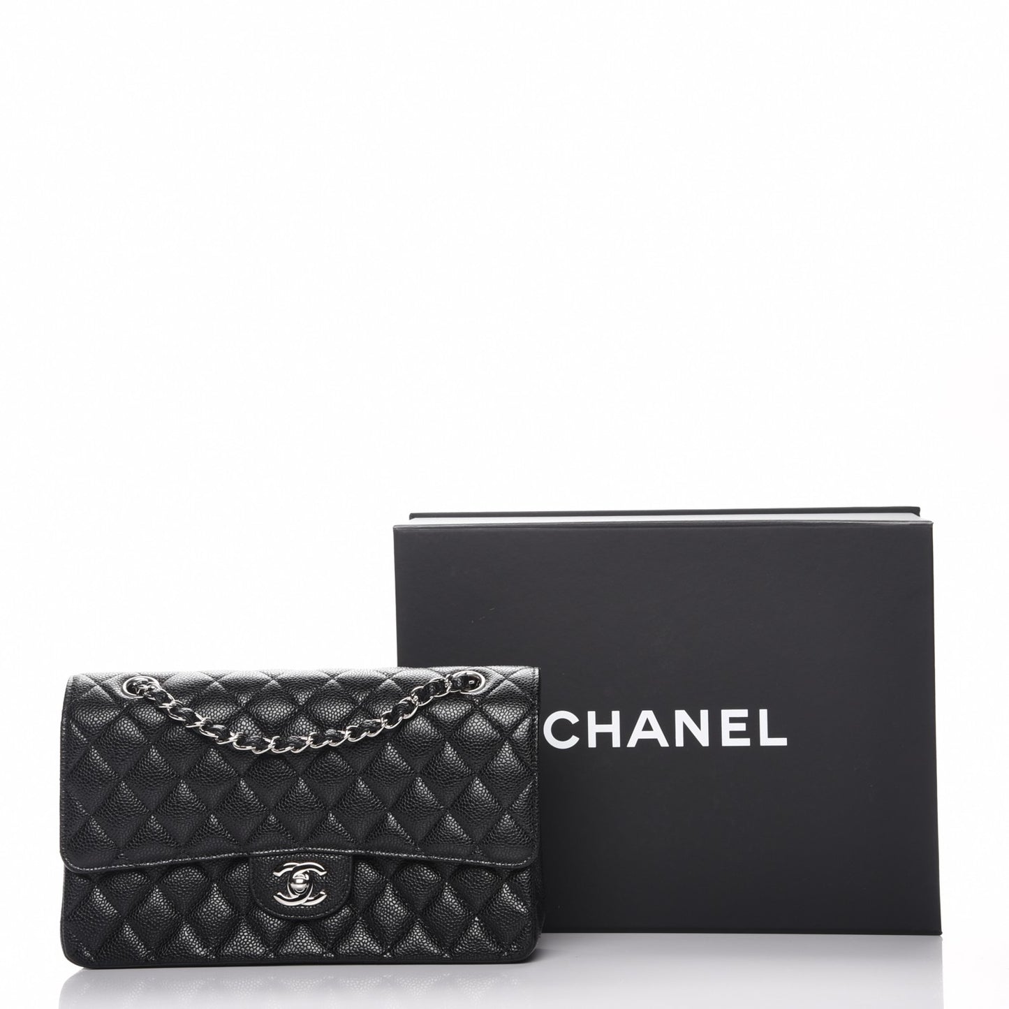 Caviar Quilted Medium Double Flap Black