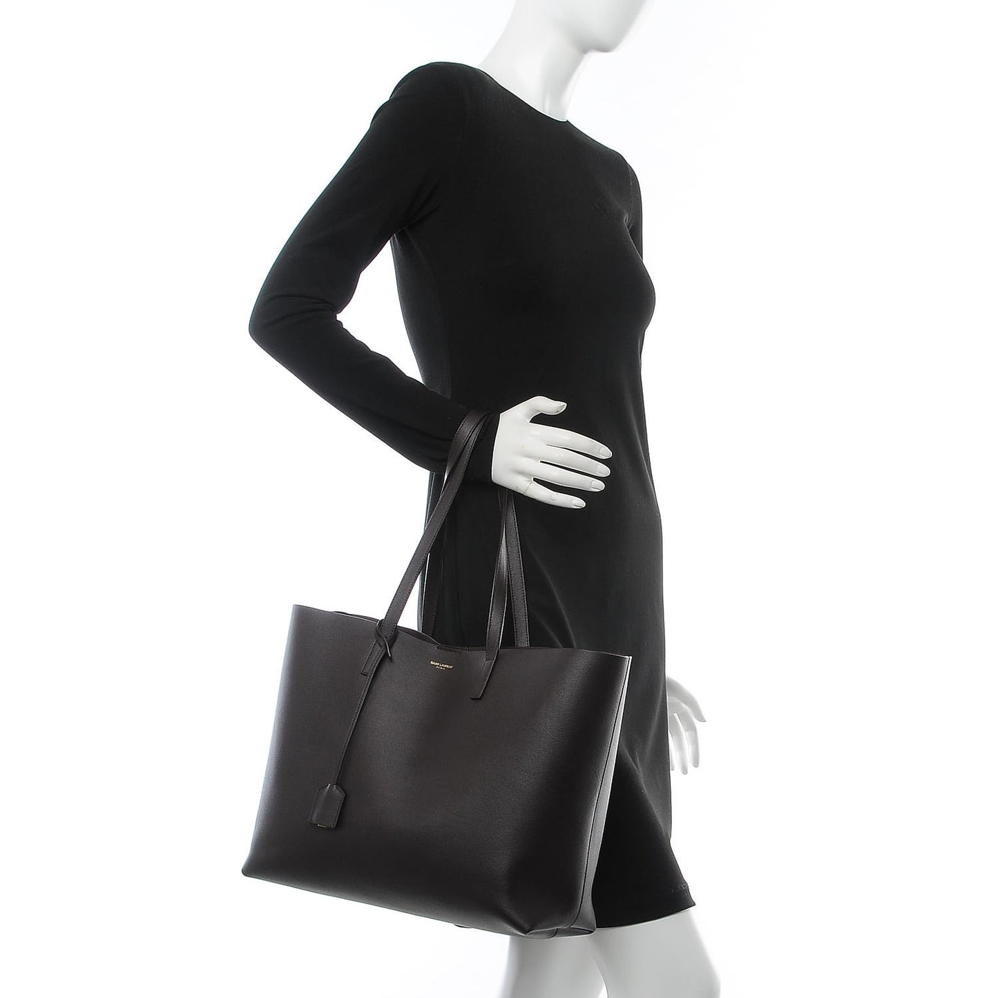 Calfskin Large Shopping Tote Dark Brown