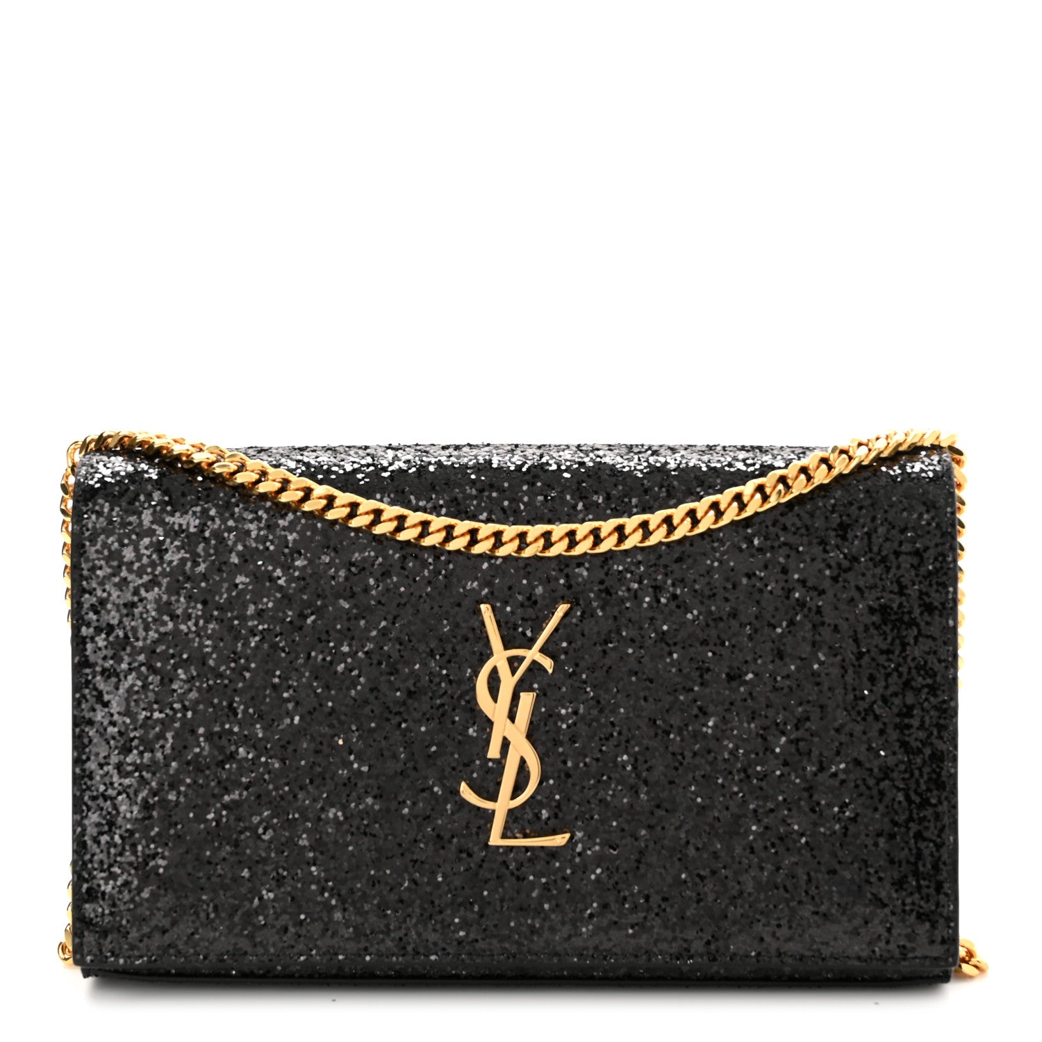 Saint Laurent Glitter Classic Monogram Chain Wallet Black Multicolor 1 of 10