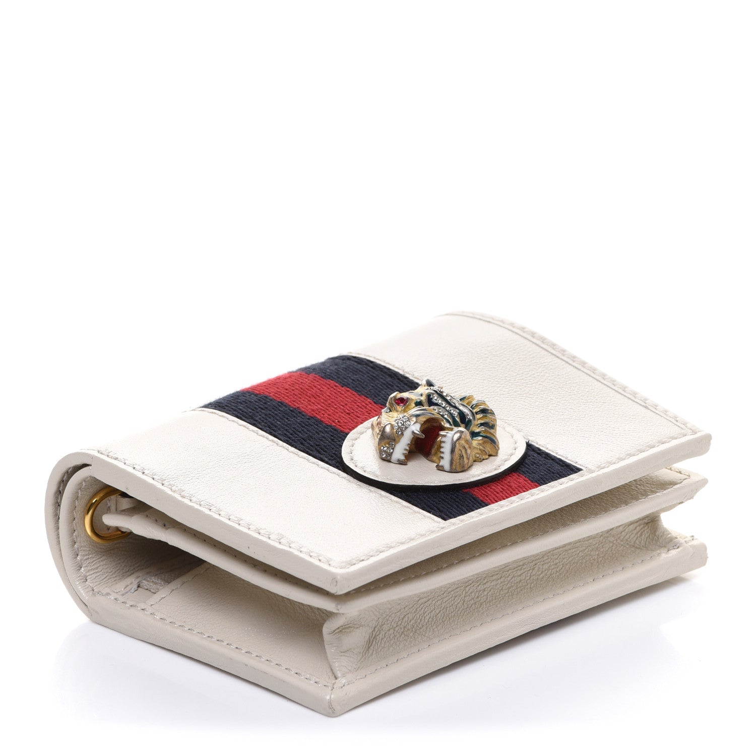 Gucci Calfskin Web Rajah Chain Card Case Wallet White 3 of 7