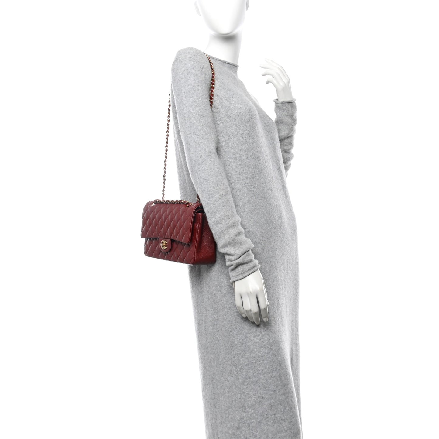 Iridescent Caviar Quilted Medium Double Flap Red